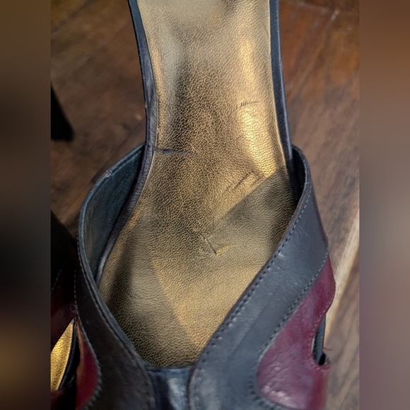 Nine West Debutante 5" stacked Heel Ankle Strap Three Tone Leather pumps Sz 7.5 - Picture 10 of 16